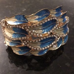 Stunning Blue White Jeweled sparkle Bangle